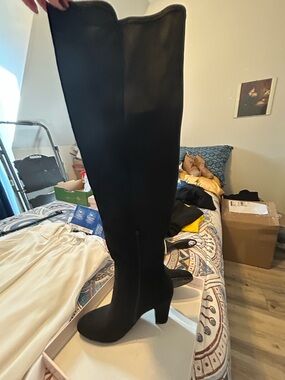 Chinese Laundry Black Over-the-Knee Block Heel Boots
